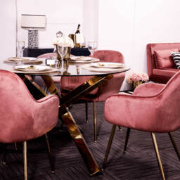 Lara Dining Chair Vintage Pink With Gold Legs (Pack of 2) - thumbnail 2