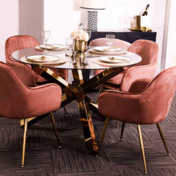 Lara Dining Chair Vintage Pink With Gold Legs (Pack of 2) - thumbnail 4