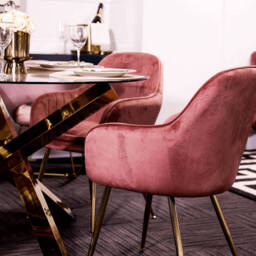 Lara Dining Chair Vintage Pink With Gold Legs (Pack of 2) - thumbnail 3