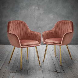 Lara Dining Chair Vintage Pink With Gold Legs (Pack of 2) - thumbnail 6