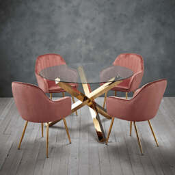 Lara Dining Chair Vintage Pink With Gold Legs (Pack of 2) - thumbnail 5