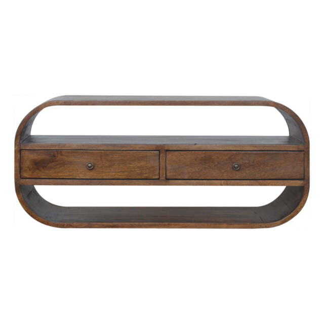 Chestnut Curved Edge Media Unit with 2 Drawers - image 1