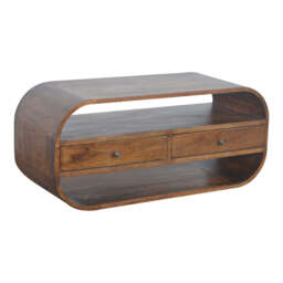 Chestnut Curved Edge Media Unit with 2 Drawers - thumbnail 3