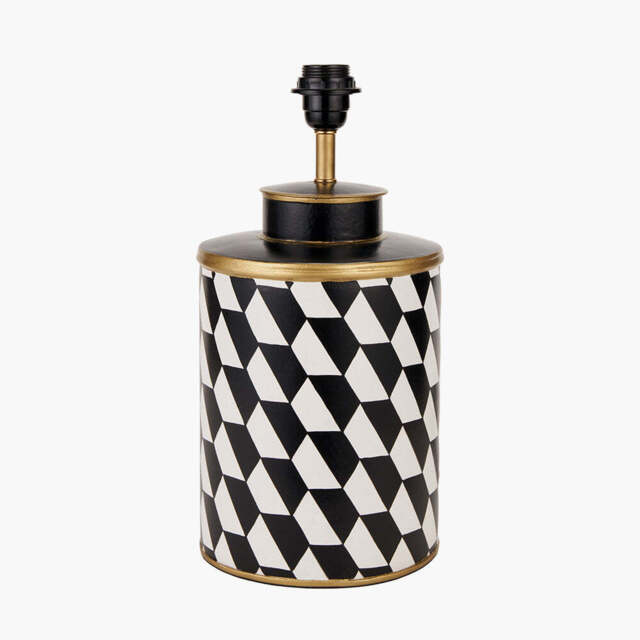 Victor Black and White Geometric Hand Painted Metal Table Lamp Base - image 1