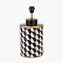 Victor Black and White Geometric Hand Painted Metal Table Lamp Base - thumbnail 2