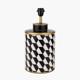 Victor Black and White Geometric Hand Painted Metal Table Lamp Base - thumbnail 1