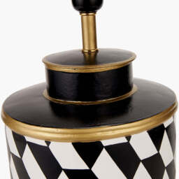 Victor Black and White Geometric Hand Painted Metal Table Lamp Base - thumbnail 4