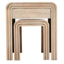 Sibley Carved Mango Wood Nest of 2 Tables with Drawer - thumbnail 2