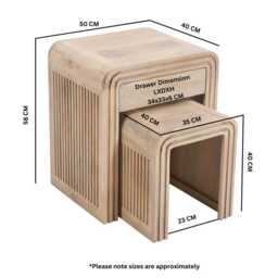 Sibley Carved Mango Wood Nest of 2 Tables with Drawer - thumbnail 5