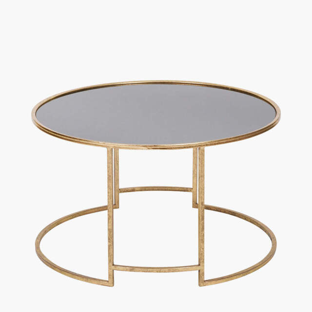 Veneziano Antique Gold Metal and Black Glass Coffee Table - image 1