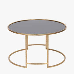 Veneziano Antique Gold Metal and Black Glass Coffee Table - thumbnail 2
