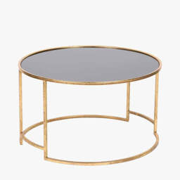 Veneziano Antique Gold Metal and Black Glass Coffee Table - thumbnail 4