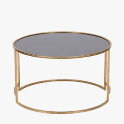 Veneziano Antique Gold Metal and Black Glass Coffee Table - thumbnail 3