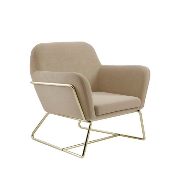 CHARLES ARMCHAIR BEIGE VELVET / BRUSHED GOLD - image 1