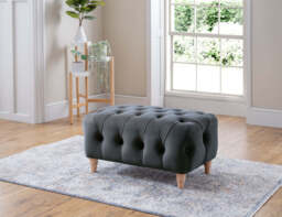 Model 25 - Footstool Velvet Midnight Blue  - thumbnail 2