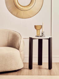 Palermo White Marble Top Round Side Table - thumbnail 2