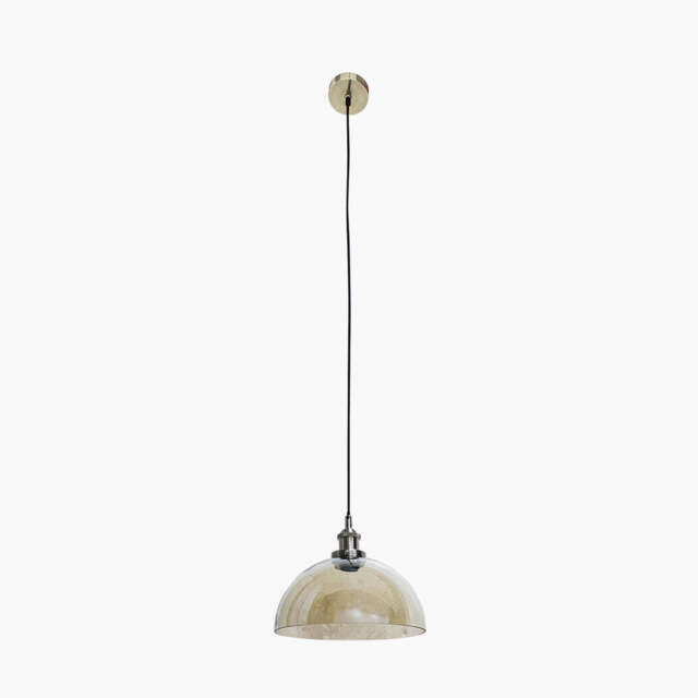 Cecilia Antique Silver Metal and Lustre Glass Dome Pendant - image 1