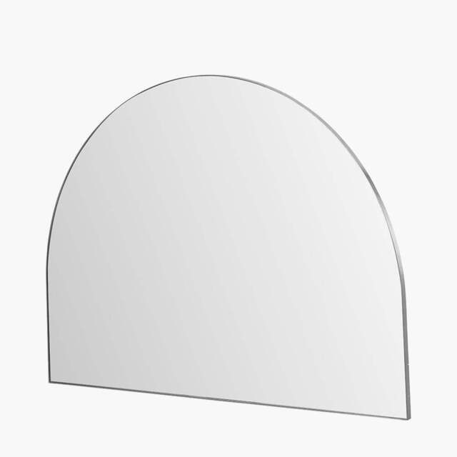 Brushed Silver Metal Slim Frame Wide Arch Wall Mirror - image 1