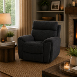 Atlanta Black Lay-Z-Boy Style Fabric Power Recliner Armchair