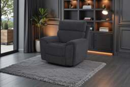 Atlanta Black Lay-Z-Boy Style Fabric Power Recliner Armchair - thumbnail 2