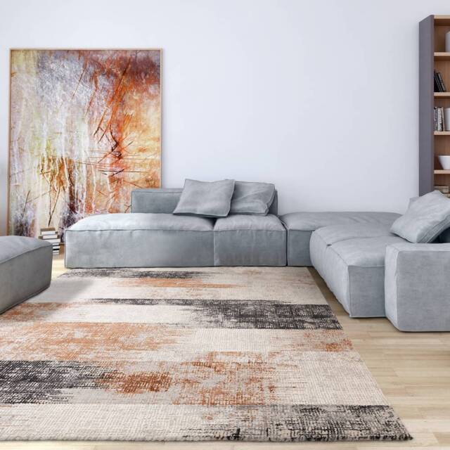 Kuza 080x150cm Lines Terracotta Rug - image 1
