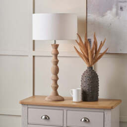 Ayra Natural Modernist Large Turned Wood Table Lamp Base