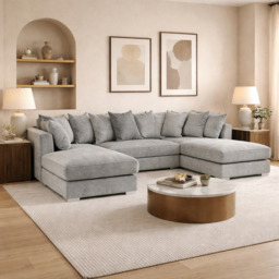 Bishop Scatterback Sofa Platinum U Shape Corner Morgan - Malvern - Somerford - Calix - Euphoria - Plush Style