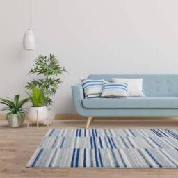 Muse 066x240cm Blue Stripe Rug MU05 Rug - thumbnail 1