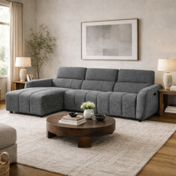 Turin Electric Recliner Sofa Charcoal Left Hand Corner - thumbnail 1