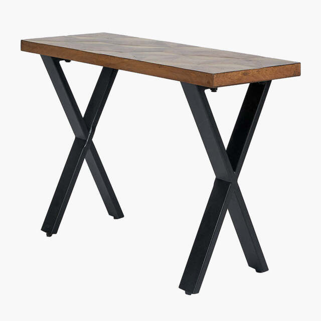 Lakota Recycled Wood and Brass Metal Console Table - image 1