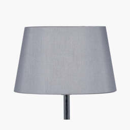 Martha 40cm Steel Grey Oval Silk Mix Tapered Lampshade - thumbnail 1