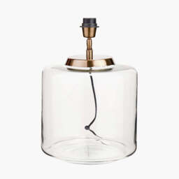 Josie Clear Glass and Antique Brass Metal Large Table Lamp Base - thumbnail 1