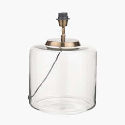Josie Clear Glass and Antique Brass Metal Large Table Lamp Base - thumbnail 2