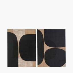 S/2 Black and Natural Wooden Textured Design Wall Art - thumbnail 2