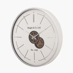 Ivory and Silver Wood Working Cog Wall Clock - thumbnail 2