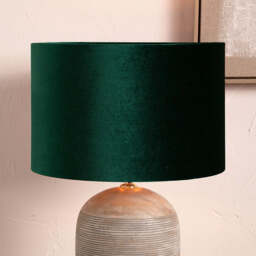 Bow 35cm Forest Green Velvet Cylinder Lampshade - thumbnail 2