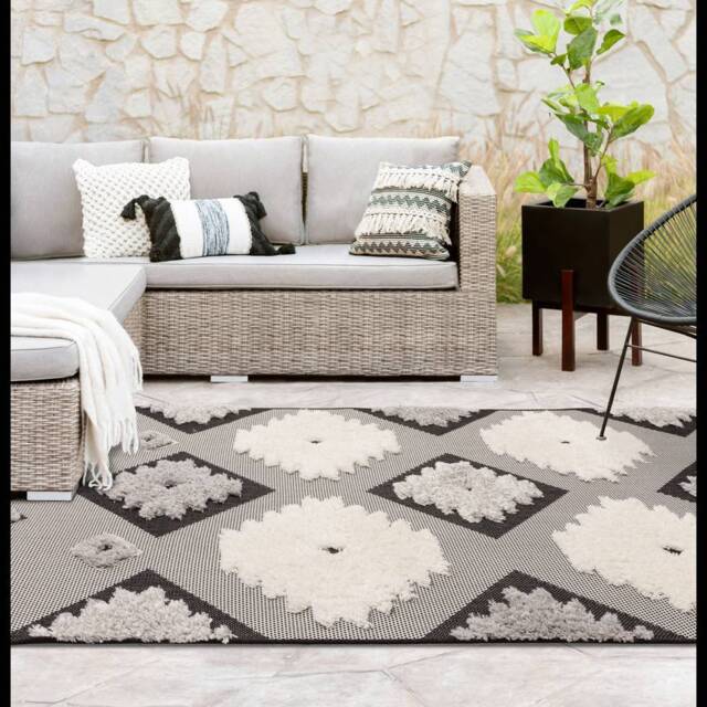 Monty 160x230cm MN01 Black/Cream Tribal Rug - image 1