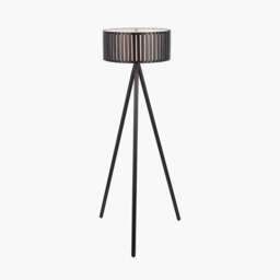 Rabanne Slatted Black Wood Tripod Floor Lamp - thumbnail 2
