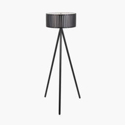 Rabanne Slatted Black Wood Tripod Floor Lamp - thumbnail 1
