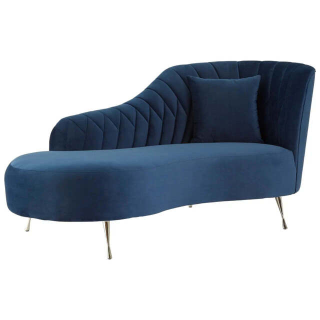 Rene Dark Blue Velvet Right Arm Chaise Longue - image 1