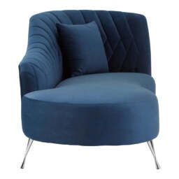 Rene Dark Blue Velvet Right Arm Chaise Longue - thumbnail 3
