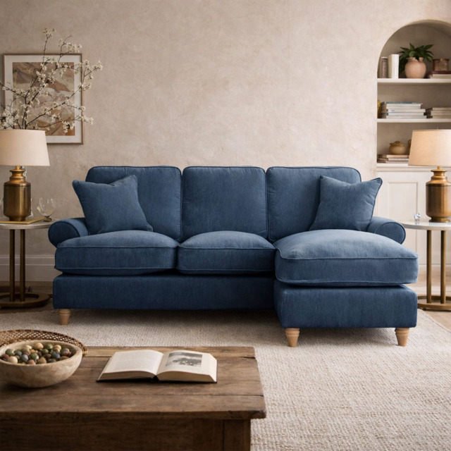Right Hand Chaise Sofa Manhattan Navy The Great Sofa Company - Victoria - Bromfield - Lola - Alfie - Mari - Longfellow - Duresta Style - image 1