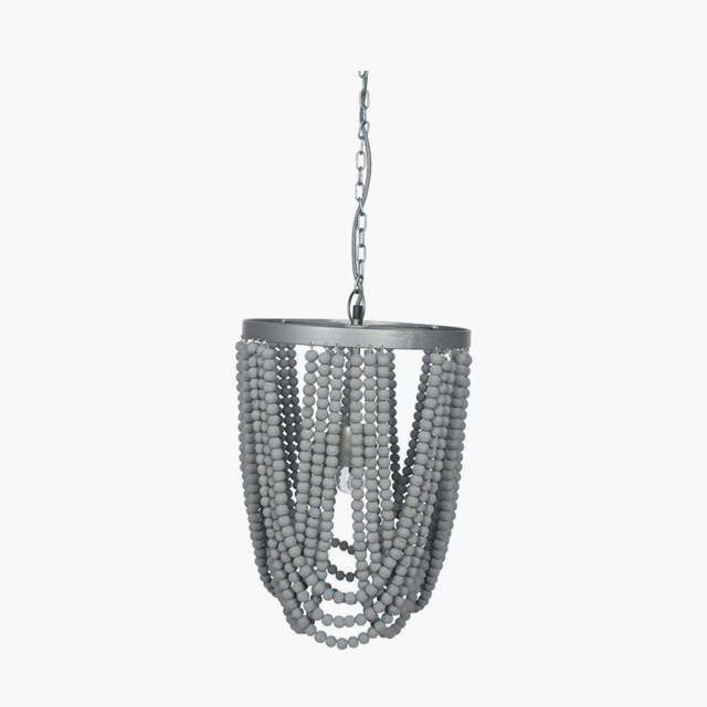 Bonneval Grey Wash Wood Bead Sash Pendant - image 1