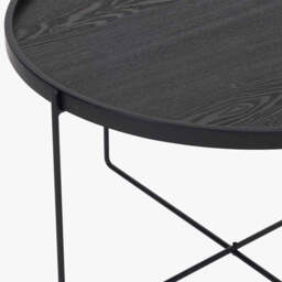 Voss Black Wood Veneer and Black Metal Coffee Table - thumbnail 3