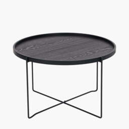 Voss Black Wood Veneer and Black Metal Coffee Table - thumbnail 1