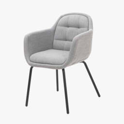 Alba Grey Linen Mix and Black Metal Carver Dining Chair - thumbnail 1