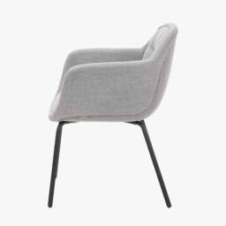 Alba Grey Linen Mix and Black Metal Carver Dining Chair - thumbnail 3