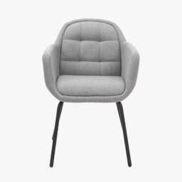 Alba Grey Linen Mix and Black Metal Carver Dining Chair - thumbnail 2