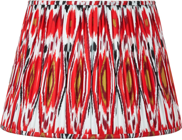 Izara 45cm Red Ikat Patterned Mushroom Pleat Tapered Lampshade