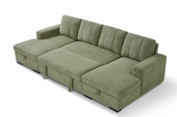 Como U Shape Sofabed With Ottoman Storage Olive Green Morgan - Malvern - Somerford - Calix - Euphoria - Plush Style - thumbnail 3